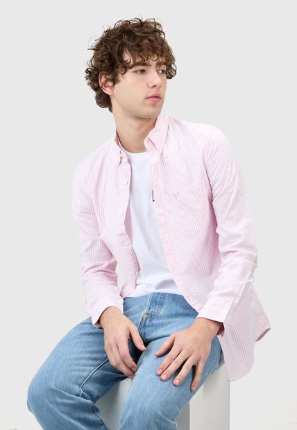Camisa Rosa-Blanco AMERICAN EAGLE