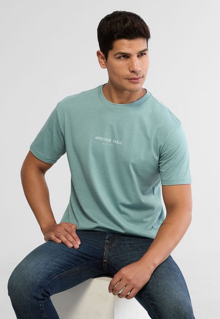 Camiseta Turquesa-Blanco AMERICAN EAGLE
