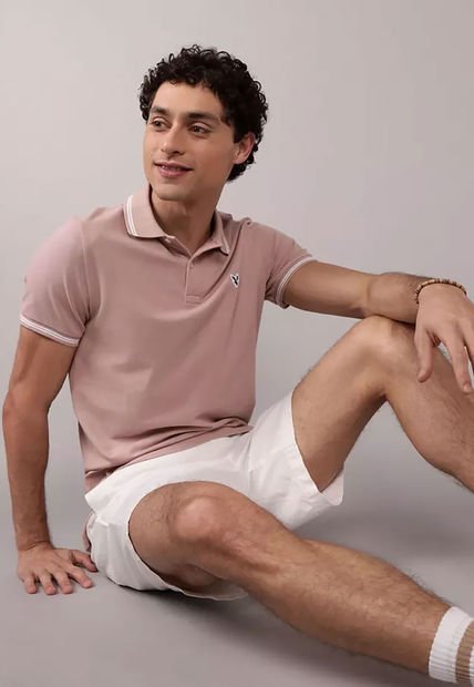 Polo Rosa-Blanco AMERICAN EAGLE
