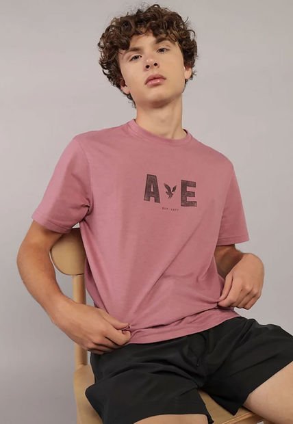 Camiseta Rosa-Negro AMERICAN EAGLE