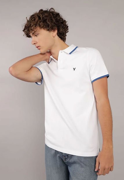 Polo Blanco-Azul AMERICAN EAGLE
