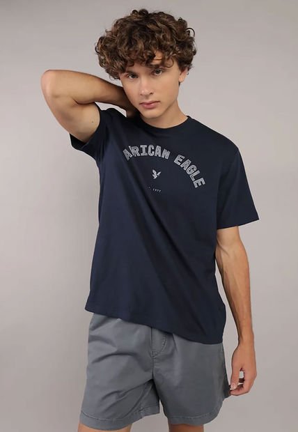 Camiseta Azul-Gris AMERICAN EAGLE