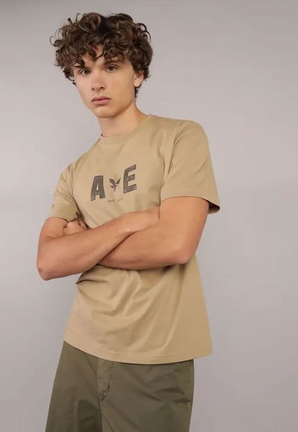 Camiseta Ocre-Café AMERICAN EAGLE