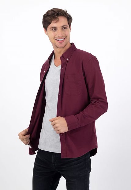 camisa Oxford Borgoña AMERICAN EAGLE