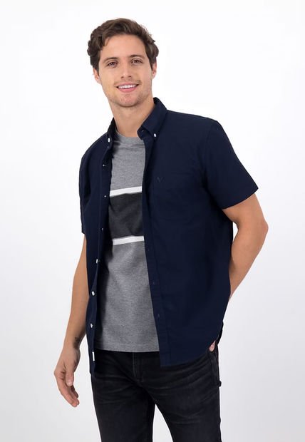 camisa Oxford Azul Navy AMERICAN EAGLE