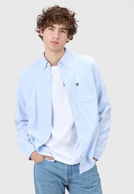 Camisa Oxford Celeste AMERICAN EAGLE