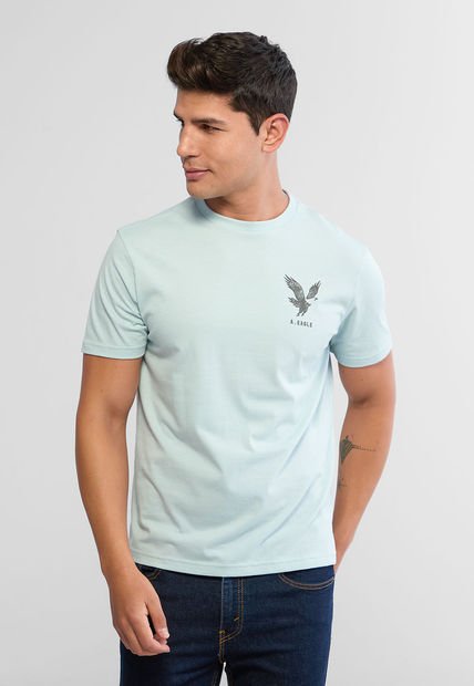 Camiseta Aguamarina-Negro AMERICAN EAGLE