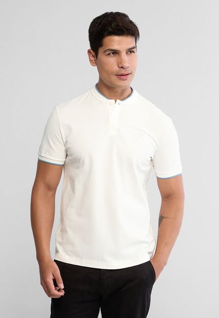 Camiseta Polo Marfil-Azul AMERICANINO