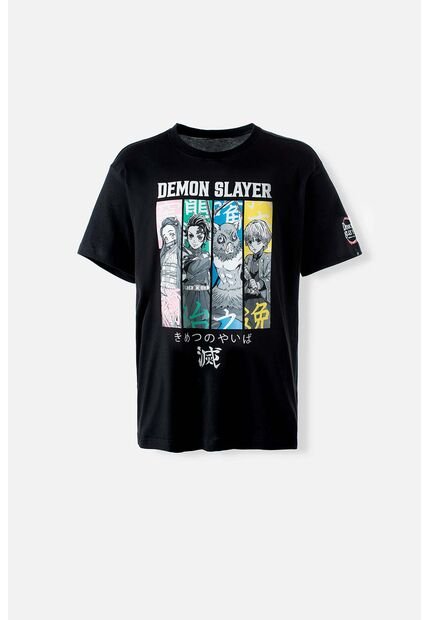 Camiseta De Demon Slayer Negra Estampada Género Neutro XS