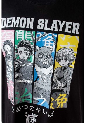 Camiseta De Demon Slayer Negra Estampada Género Neutro XS