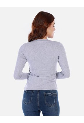 Camiseta Manga Larga Básica Para Mujer Cuello En V