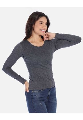 Camiseta Manga Larga Básica Para Mujer