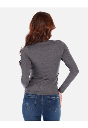 Camiseta Manga Larga Básica Para Mujer Cuello En V