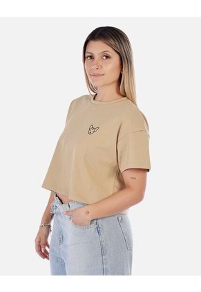 Camiseta Corta Negra Con Diseño Bordado