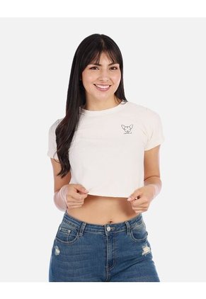 Blusa Top Manga Corta Con Estampado Pequeño Para Mujer