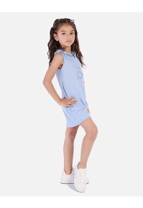 Vestido Corto Sin Mangas Para Niña Con Capucha
