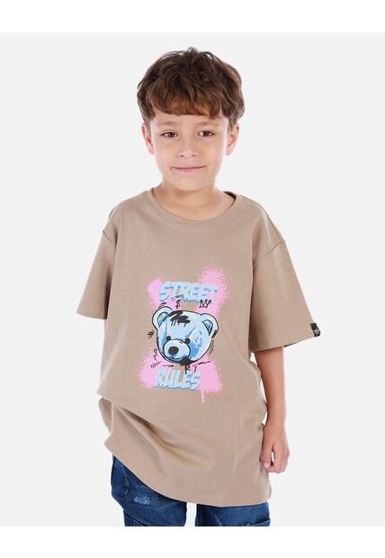 Camiseta Para Niño Con Diseño Urbano Y Estampado De Oso