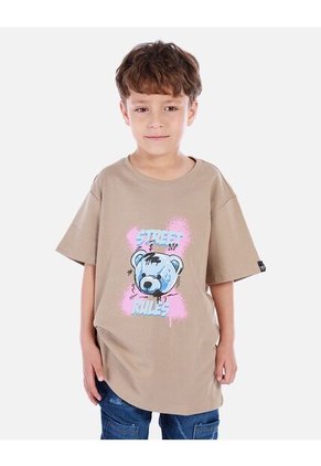 Camiseta Para Niño Con Diseño Urbano Y Estampado De Oso