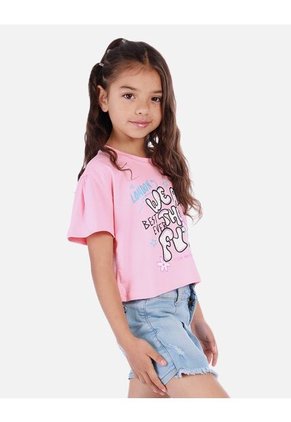 Camiseta Crop Para Niña Con Estampado Urbano
