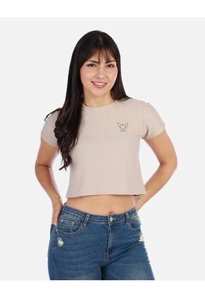 Blusa Top Manga Corta Con Estampado Pequeño Para Mujer
