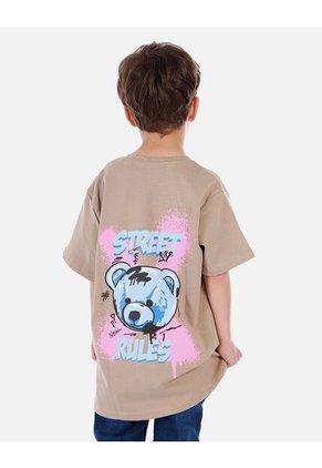 Camiseta Para Niño Con Diseño Urbano Y Estampado De Oso