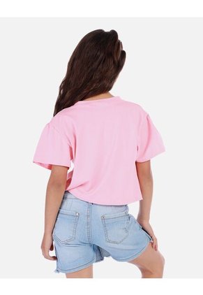 Camiseta Crop Para Niña Con Estampado Urbano