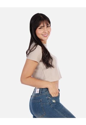 Blusa Top Manga Corta Con Estampado Pequeño Para Mujer