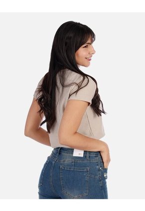 Blusa Top Manga Corta Con Estampado Pequeño Para Mujer