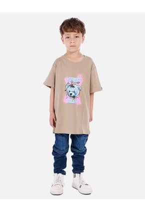 Camiseta Para Niño Con Diseño Urbano Y Estampado De Oso