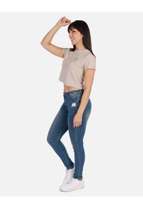 Blusa Top Manga Corta Con Estampado Pequeño Para Mujer