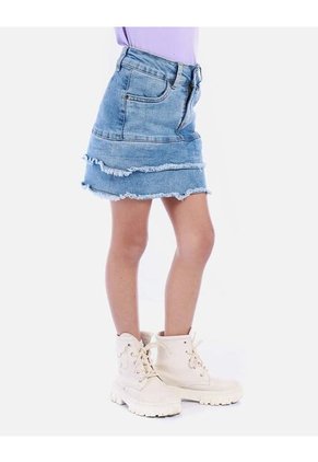 Alda Midi Tipo Cargo Para Niña Con Bolsillos Y Abertura Frontal