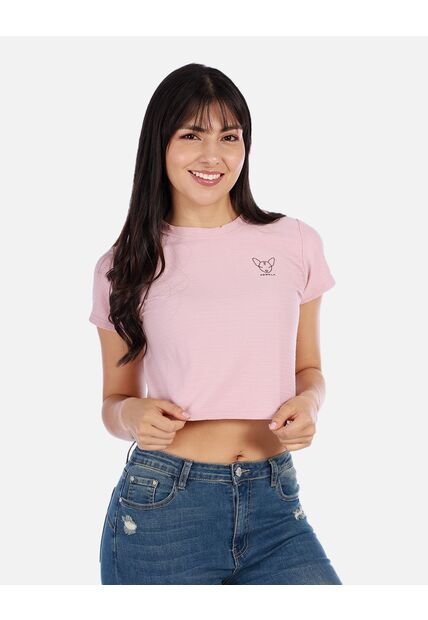 Blusa Top Manga Corta Con Estampado Pequeño Para Mujer