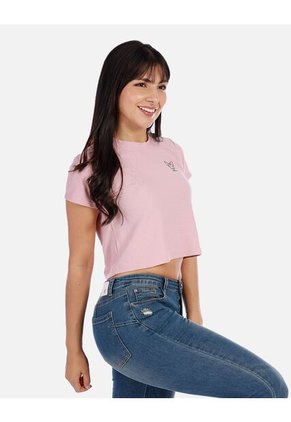 Blusa Top Manga Corta Con Estampado Pequeño Para Mujer