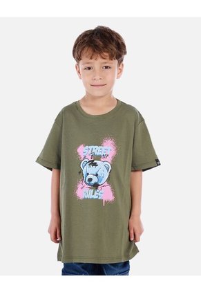 Camiseta Para Niño Con Diseño Urbano Y Estampado De Oso
