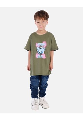 Camiseta Para Niño Con Diseño Urbano Y Estampado De Oso