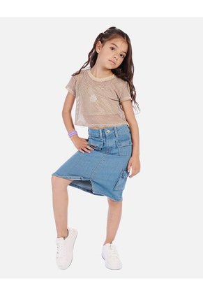 Blusa Tipo Crop Para Niña Con Diseño De Malla