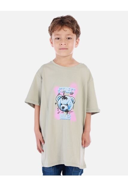 Camiseta Para Niño Con Diseño Urbano Y Estampado De Oso
