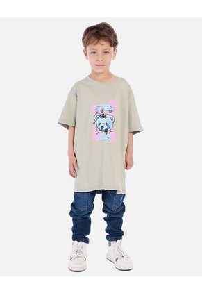 Camiseta Para Niño Con Diseño Urbano Y Estampado De Oso