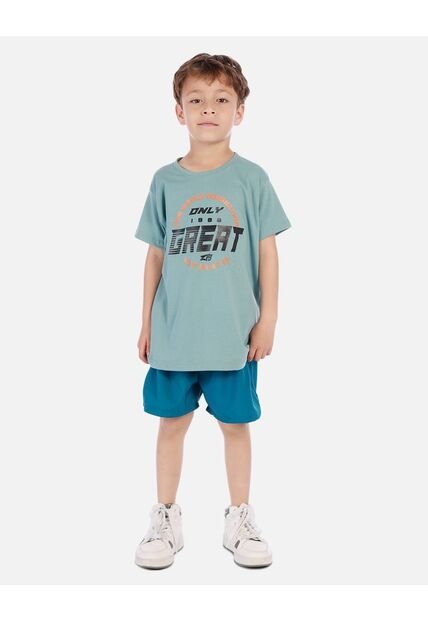 Conjunto Para Niño Con Camiseta Estampada Y Short Deportivo