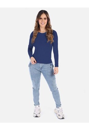 Camiseta Manga Larga Básica Para Mujer
