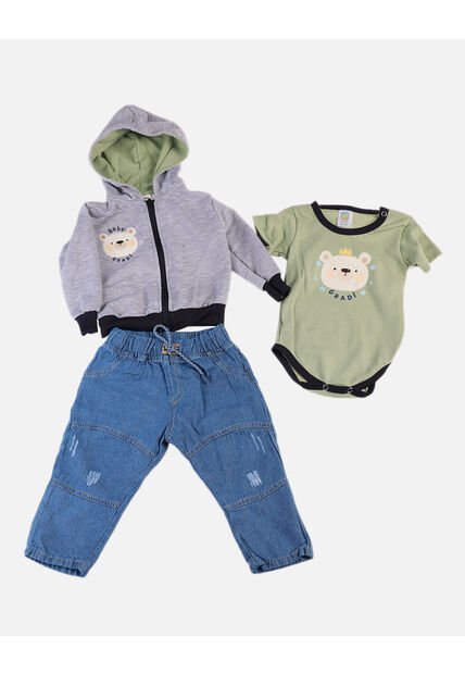 Conjunto Para Bebé De Chaqueta + Body + Pantalón