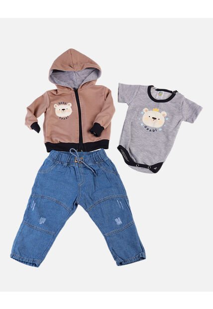 Conjunto Para Bebé De Chaqueta + Body + Pantalón