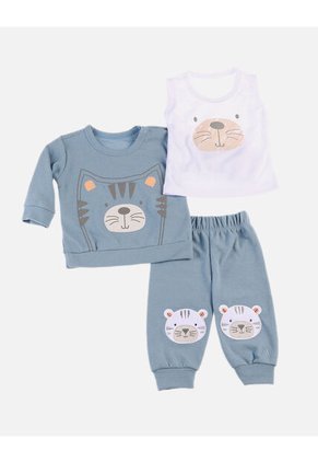 Conjunto Sudadera Para Bebé De Buzo + Body + Pantalón