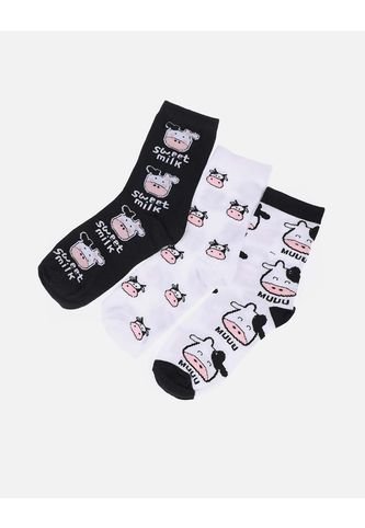 Pack De 3 Medias Largas Con Estampado De Vaca Arequipe