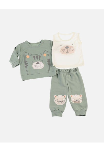 Conjunto Sudadera Para Bebé De Buzo + Body + Pantalón