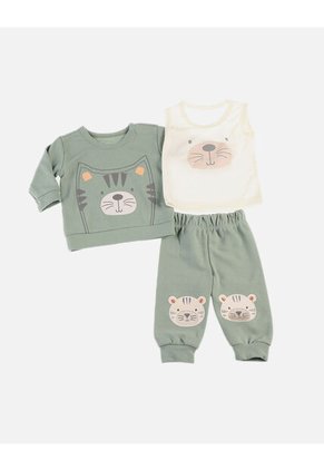 Conjunto Sudadera Para Bebé De Buzo + Body + Pantalón