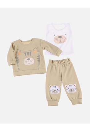 Conjunto Sudadera Para Bebé De Buzo + Body + Pantalón