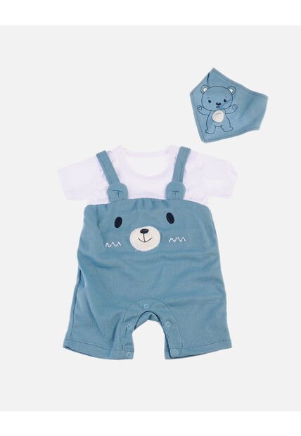 Conjunto Overol + Camiseta + Pañoleta Para Bebé
