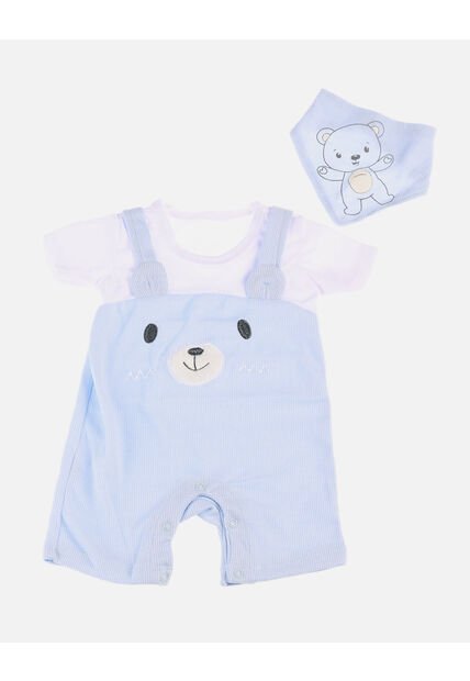 Conjunto Overol + Camiseta + Pañoleta Para Bebé