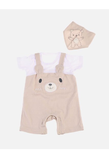 Conjunto Overol + Camiseta + Pañoleta Para Bebé
